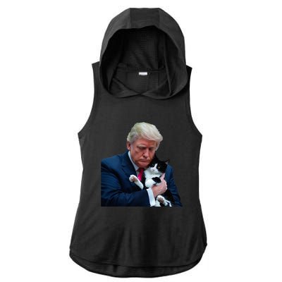 Trump 2024 Cat Maga Funny Trump Cat Ladies PosiCharge Tri-Blend Wicking Draft Hoodie Tank