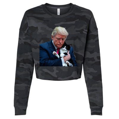 Trump 2024 Cat Maga Funny Trump Cat Cropped Pullover Crew