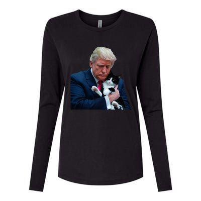 Trump 2024 Cat Maga Funny Trump Cat Womens Cotton Relaxed Long Sleeve T-Shirt