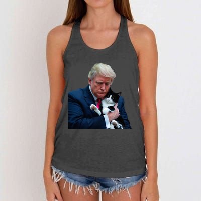 Trump 2024 Cat Maga Funny Trump Cat Women's Knotted Racerback Tank