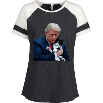 Trump 2024 Cat Maga Funny Trump Cat Enza Ladies Jersey Colorblock Tee