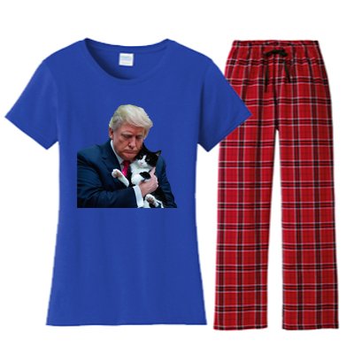 Trump 2024 Cat Maga Funny Trump Cat Women's Flannel Pajama Set