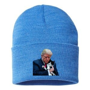 Trump 2024 Cat Maga Funny Trump Cat Sustainable Knit Beanie