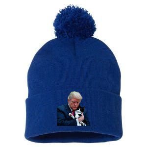 Trump 2024 Cat Maga Funny Trump Cat Pom Pom 12in Knit Beanie