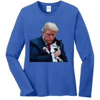 Trump 2024 Cat Maga Funny Trump Cat Ladies Long Sleeve Shirt