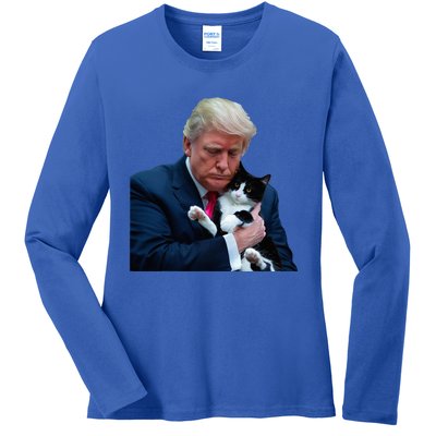 Trump 2024 Cat Maga Funny Trump Cat Ladies Long Sleeve Shirt