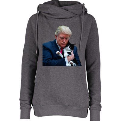 Trump 2024 Cat Maga Funny Trump Cat Womens Funnel Neck Pullover Hood