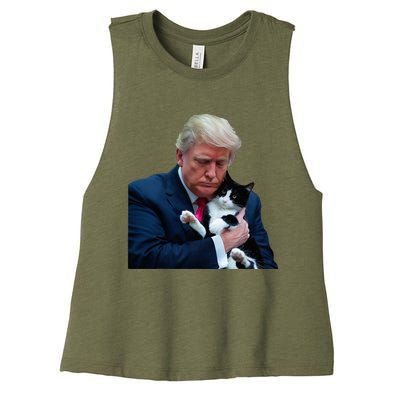 Trump 2024 Cat Maga Funny Trump Cat Women's Racerback Cropped Tank