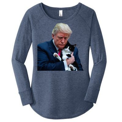 Trump 2024 Cat Maga Funny Trump Cat Women's Perfect Tri Tunic Long Sleeve Shirt