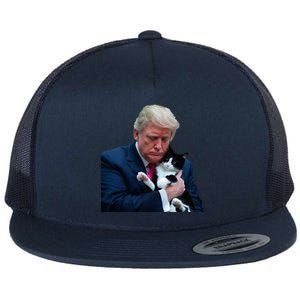 Trump 2024 Cat Maga Funny Trump Cat Flat Bill Trucker Hat