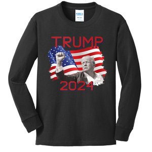 Trump 2024 Campaign Kids Long Sleeve Shirt