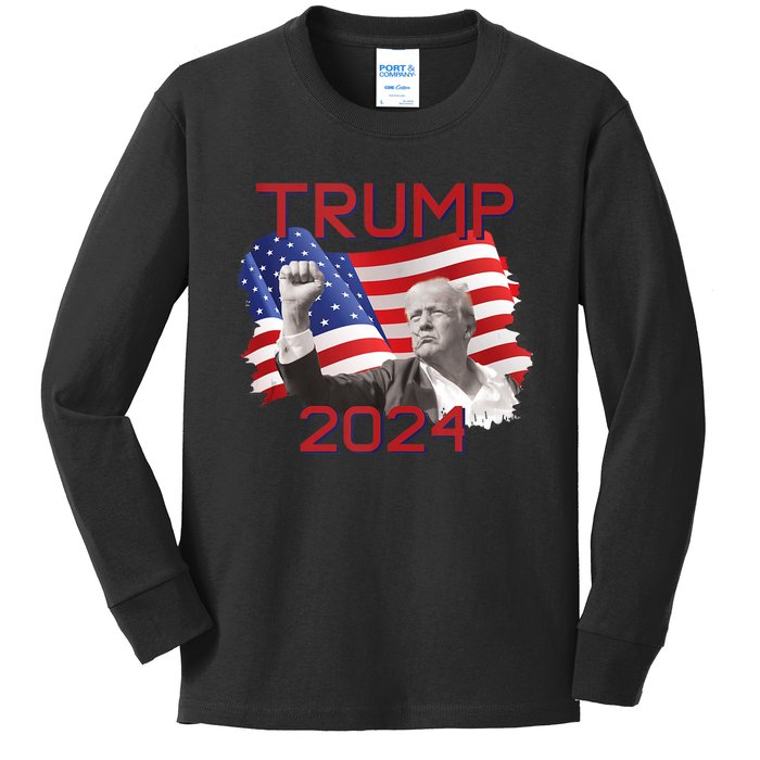 Trump 2024 Campaign Kids Long Sleeve Shirt