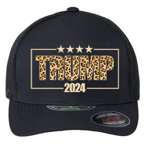 Trump 2024 Cheetah Funny Gift Flexfit Unipanel Trucker Cap