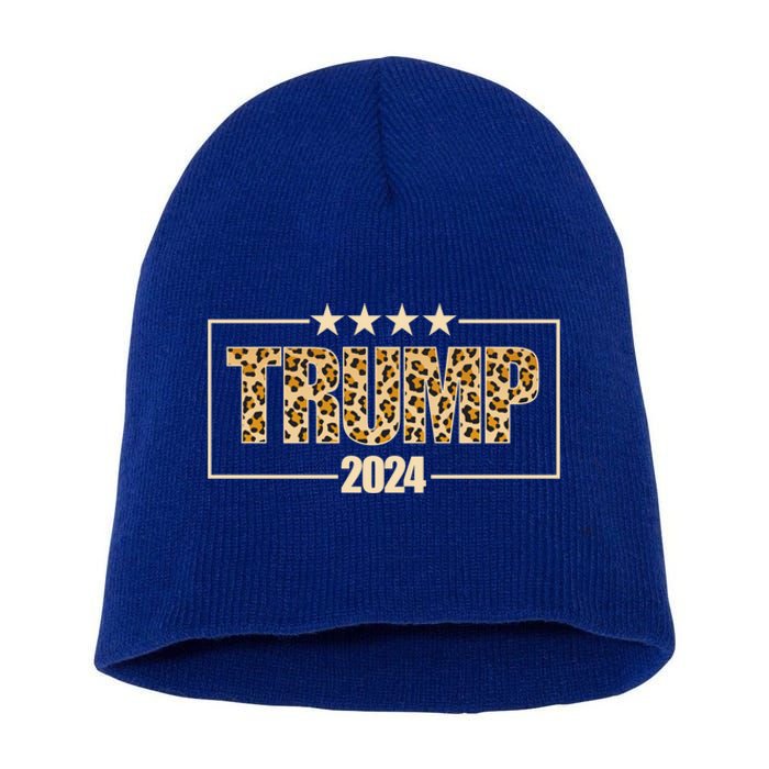 Trump 2024 Cheetah Funny Gift Short Acrylic Beanie