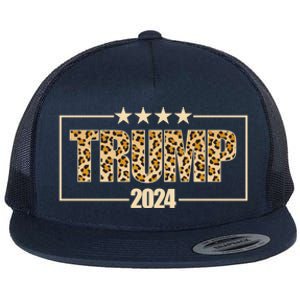 Trump 2024 Cheetah Funny Gift Flat Bill Trucker Hat