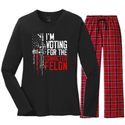 Trump 2024 Convicted Felon IM Voting Convicted Felon 2024 Women's Long Sleeve Flannel Pajama Set 