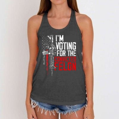 Trump 2024 Convicted Felon IM Voting Convicted Felon 2024 Women's Knotted Racerback Tank