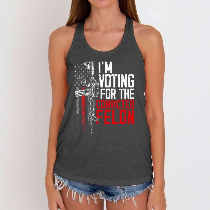 Trump 2024 Convicted Felon IM Voting Convicted Felon 2024 Women's Knotted Racerback Tank