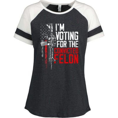 Trump 2024 Convicted Felon IM Voting Convicted Felon 2024 Enza Ladies Jersey Colorblock Tee