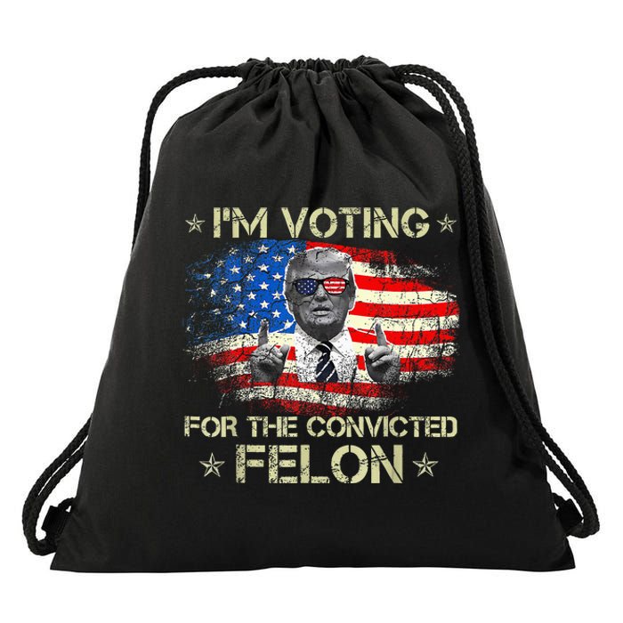 Trump 2024 Convicted Felon IM Voting Convicted Felon 2024 Drawstring Bag