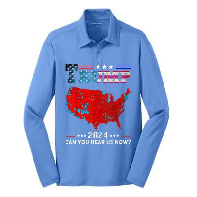 Trump 2024 Can You Hear Us Now Map Of 2024 Silk Touch Performance Long Sleeve Polo