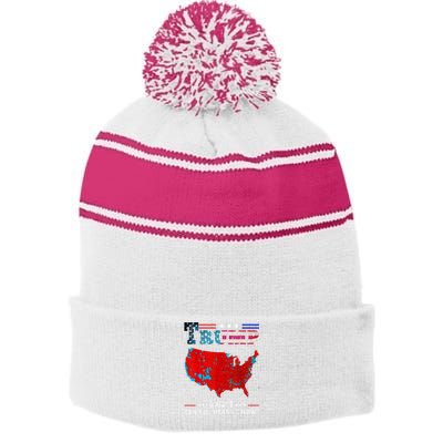 Trump 2024 Can You Hear Us Now Map Of 2024 Stripe Pom Pom Beanie