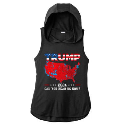 Trump 2024 Can You Hear Us Now Map Of 2024 Election Results Ladies PosiCharge Tri-Blend Wicking Draft Hoodie Tank