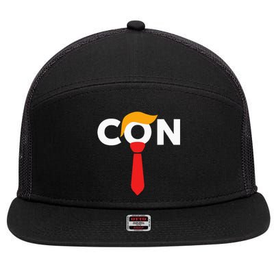 Trump 2024 Convicted Felon Don The Con 7 Panel Mesh Trucker Snapback Hat