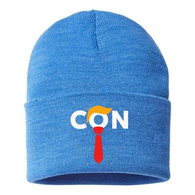 Trump 2024 Convicted Felon Don The Con Sustainable Knit Beanie