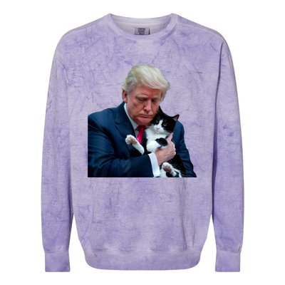 Trump 2024 Cat Maga Funny Trump Cat Colorblast Crewneck Sweatshirt