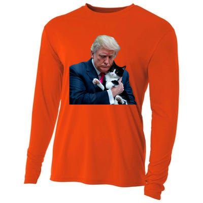 Trump 2024 Cat Maga Funny Trump Cat Cooling Performance Long Sleeve Crew