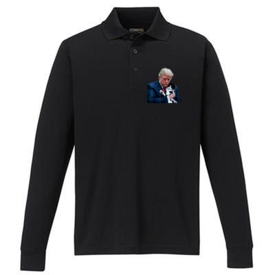 Trump 2024 Cat Maga Funny Trump Cat Performance Long Sleeve Polo