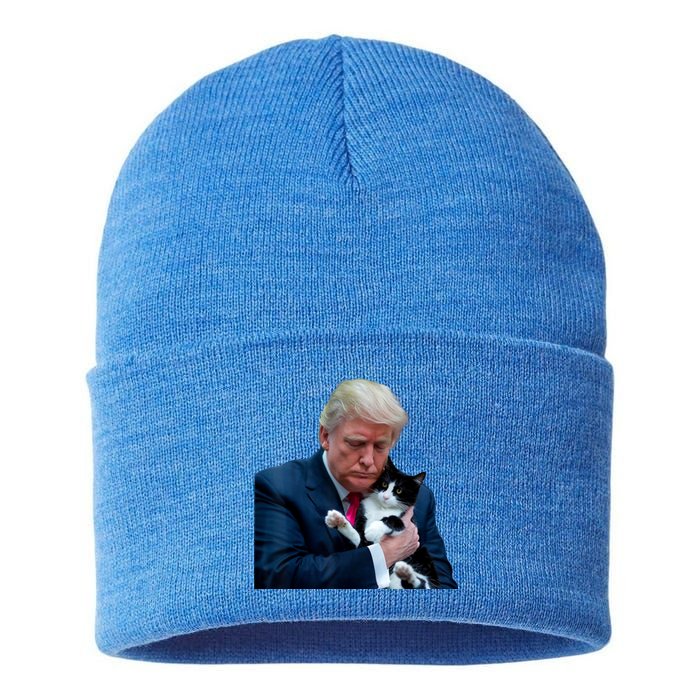 Trump 2024 Cat Maga Funny Trump Cat Sustainable Knit Beanie