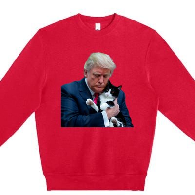 Trump 2024 Cat Maga Funny Trump Cat Premium Crewneck Sweatshirt