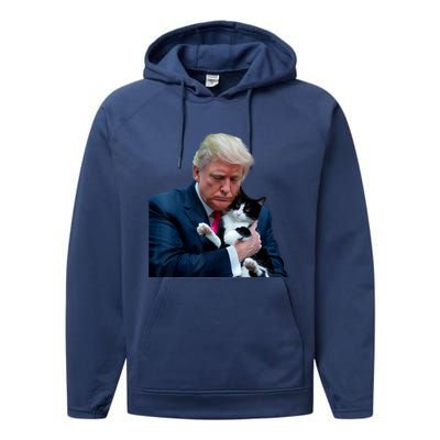 Trump 2024 Cat Maga Funny Trump Cat Performance Fleece Hoodie