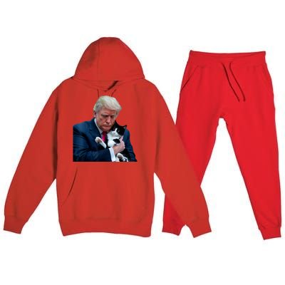 Trump 2024 Cat Maga Funny Trump Cat Premium Hooded Sweatsuit Set