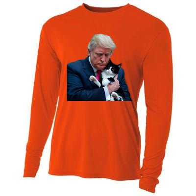 Trump 2024 Cat Maga Funny Trump Cat Cooling Performance Long Sleeve Crew