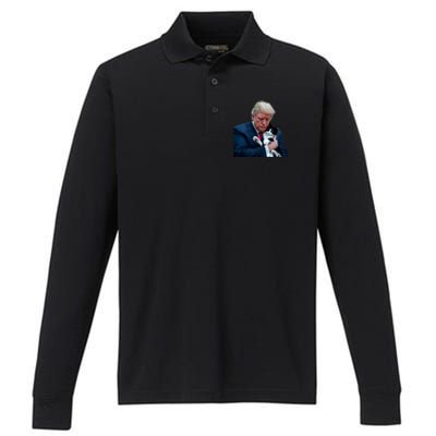 Trump 2024 Cat Maga Funny Trump Cat Performance Long Sleeve Polo