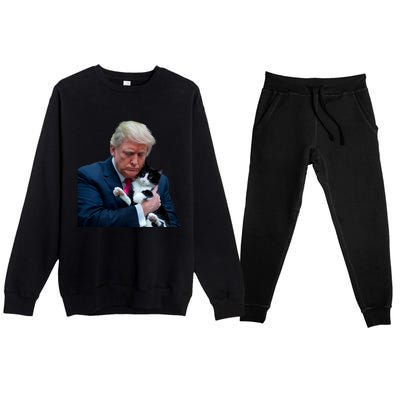 Trump 2024 Cat Maga Funny Trump Cat Premium Crewneck Sweatsuit Set