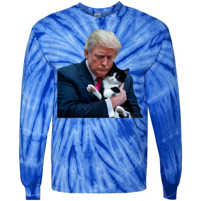 Trump 2024 Cat Maga Funny Trump Cat Tie-Dye Long Sleeve Shirt