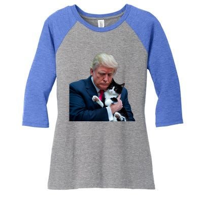 Trump 2024 Cat Maga Funny Trump Cat Women's Tri-Blend 3/4-Sleeve Raglan Shirt