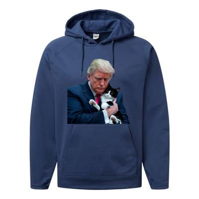 Trump 2024 Cat Maga Funny Trump Cat Performance Fleece Hoodie