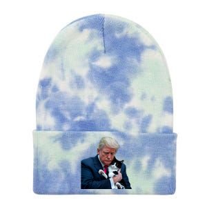 Trump 2024 Cat Maga Funny Trump Cat Tie Dye 12in Knit Beanie