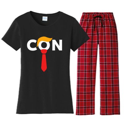 Trump 2024 Convicted Felon Don The Con Women's Flannel Pajama Set