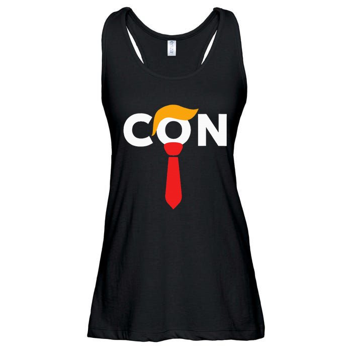 Trump 2024 Convicted Felon Don The Con Ladies Essential Flowy Tank