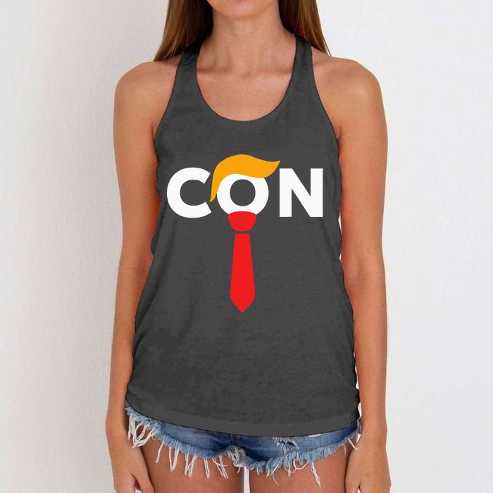 Trump 2024 Convicted Felon Don The Con Women's Knotted Racerback Tank