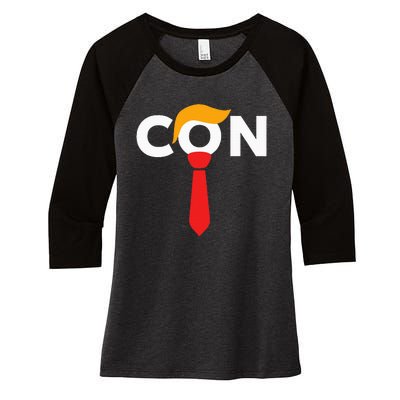 Trump 2024 Convicted Felon Don The Con Women's Tri-Blend 3/4-Sleeve Raglan Shirt