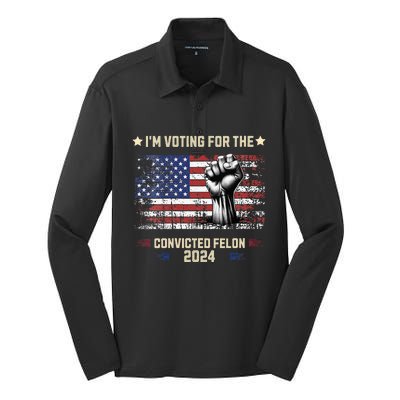 Trump 2024 Convicted Felon Im Voting Convicted Felon 2024 Silk Touch Performance Long Sleeve Polo