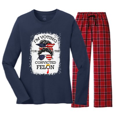 Trump 2024 Convicted Felon IM Voting Convicted Felon 2024 Women's Long Sleeve Flannel Pajama Set 