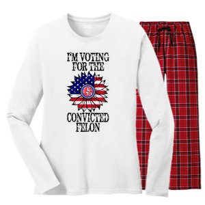 Trump 2024 Convicted Felon IM Voting Convicted Felon 2024 Women's Long Sleeve Flannel Pajama Set 